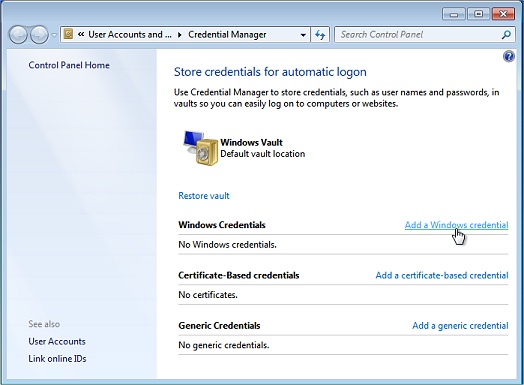 Add a Windows credential