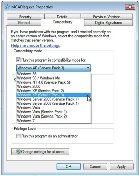 Windows 7 Compatibility mode