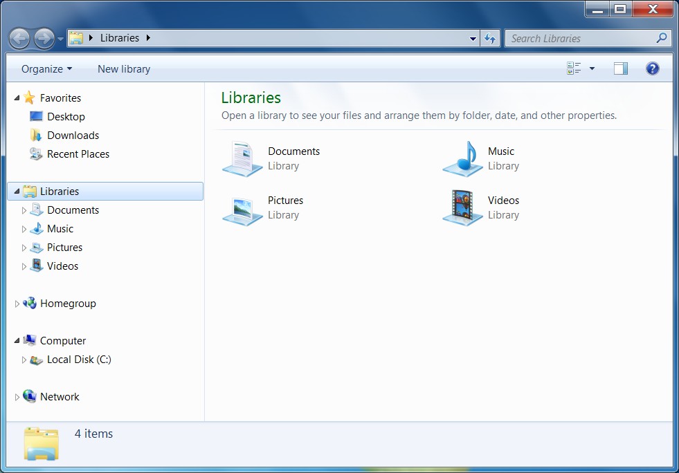 Windows Explorer Libraries