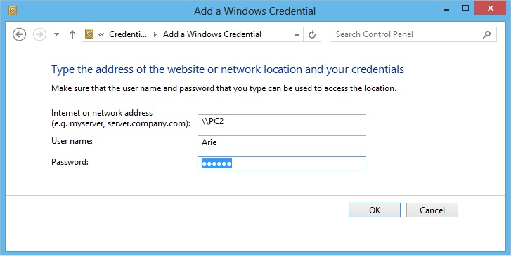 Add a Windows credential