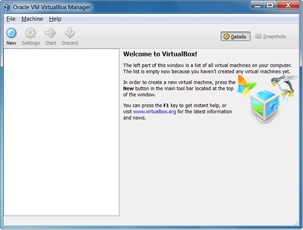 Oracle VirtualBox Welcome