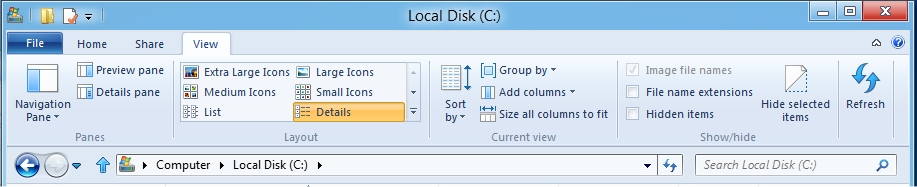 Windows 8 Windows Explorer View Options