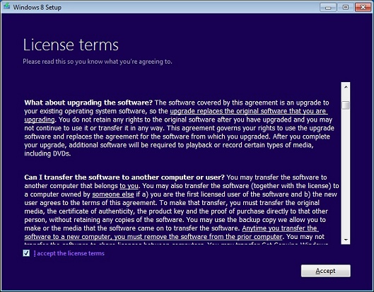 Windows Upgrade Assistant Windows 8 End User License Agreement
