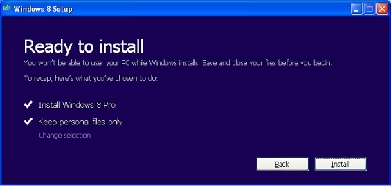 Windows 8 Setup - Choose what to keep