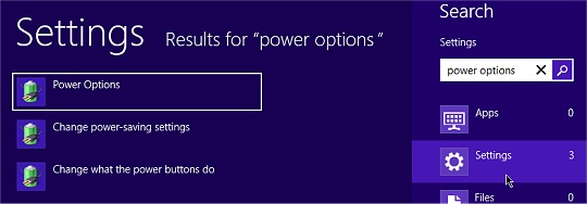 Search for Power Options