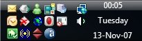 Notification area displaying many icons