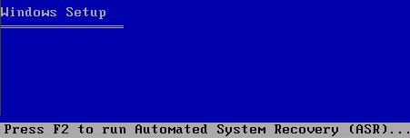 Press F2 to run Automated System Recovery (ASR)...