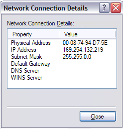 Netwerk Connection Details