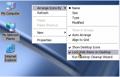 Lock Web Items on Desktop