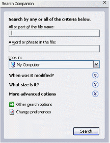 Windows XP Search Assistant